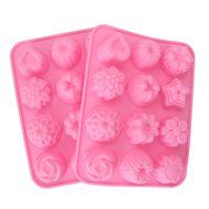 Bestjybt&reg; Set of 2 Flowers Silicone Non Stick Chocolate Mold Soap Mold Cake Bread Mold Jelly Candy Baking Mould N2