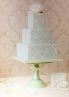 Designer Stencils C707 Royal Damask Cake Stencil Tier 4, Beige/semi-transparent N3