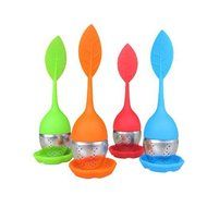 Fenical Tea Infuser-Silicone Leaf Strainer with Handle, Steel Ball, Leaf Lid,Pack of 4
