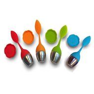 Fenical Tea Infuser-Silicone Leaf Strainer with Handle, Steel Ball, Leaf Lid,Pack of 4 N2