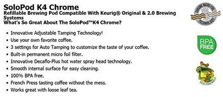 Solofill 10729-01-CHROME K4 Chrome Refillable Brewing Pod, Red