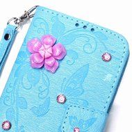 iPhone 7 Case, iPhone 7 Wallet Case,PHEZEN Beauty Luxury Handmade Rose Flower Butterfly Bling Diamond PU Leather... N25