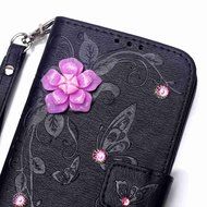 iPhone 7 Case, iPhone 7 Wallet Case,PHEZEN Beauty Luxury Handmade Rose Flower Butterfly Bling Diamond PU Leather... N28