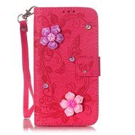 iPhone 7 Case, iPhone 7 Wallet Case,PHEZEN Beauty Luxury Handmade Rose Flower Butterfly Bling Diamond PU Leather... N29