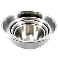 Large Stainless Steel Mixing Bowls Standard Weight, Mirror Finish, Set of 4 Sizes 5, 8, 13 and 20 Qt.
