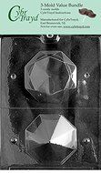 CybrTrayd W026-3BUNDLE 3D Diamond Chocolate Candy Mold with Exclusive Copyrighted Chocolate Molding Instructions...