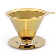 Tomasino Premium Collection - Titanium coated Stainless Steel Pour Over Coffee Filter Gold Edition Brewer Drip... N5
