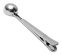 Pinovk Stainless Premium Steel Ground Coffee Measuring Scoop Spoon With Bag Seal Clip (Silver )