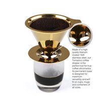 Tomasino Premium Collection - Titanium coated Stainless Steel Pour Over Coffee Filter Gold Edition Brewer Drip... N7