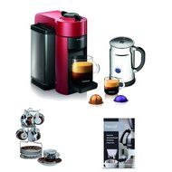 Nespresso Vertuoline Evoluo Deluxe GCC1 (Red) with Aeroccino Plus Milk Frother + Espresso Cup and Saucer On Wire... N2