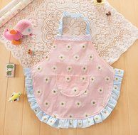 CRB Fashion Childrens Little Chef Flower Floral Ruffle Girls Toddler Kids Apron with Pockets (2T to 3T, Blue) N5