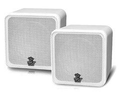 Pyle Home PCB4WT 4-Inch 200-Watt Mini Cube Bookshelf Speaker (White) (Pair)