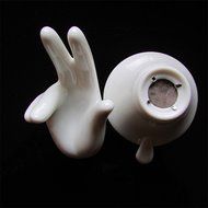 Porcelain Ceramic Tea Strainer Filter Colander And Guanyin Buddha Hand Style Support Holder - Essential Tools... N6