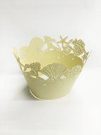HUAL Cupcake Wrappers 50 Filigree Artistic Bake Cake Paper Cups Shell Lace Laser Cut Liner Baking Cup Muffin Case... N7