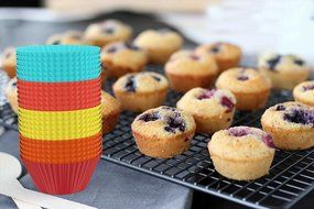 Set Of 24 Premium Silicone Baking Cups With BONUS Silicone Scraper &amp; Silicone Spatula &ndash;For Perfectly Baked, Mouth... N7