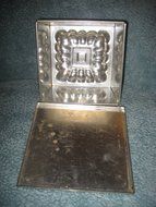 Vintage Square Tin 6x6x3 Inch Jell-o Mold / Cake Baking Pan Tureen w/ Lid N3