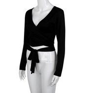 Tops,Morecome Fashion Women Long Sleeve Bandage Crop Tops Shirt (S, Gray) N12