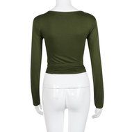 Tops,Morecome Fashion Women Long Sleeve Bandage Crop Tops Shirt (S, Gray) N13