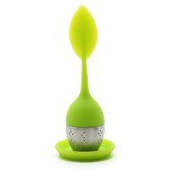 Set of 4 Tea Infuser Leaf Strainer Handle with Steel Ball Silicone Leaf Lid (Green) By Xcellent Global N2