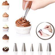 CAKE DECORATING KIT &ndash; Full Set with Pastry Bag, Piping Bags and Tips and FREE Cleaning Brush &ndash; 5 Large Popular...