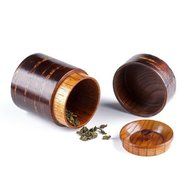 Geeklife&reg;Creative Retro Cherry Bark Wood Tea Caddy,Japanese Handcraft Tea Canister,Natural Wooden Tea Container... N12
