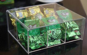 Fasmov Acrylic Tea Bag Holder 6 Compact Tea Bag Box(Clear) N3
