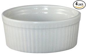 ITI Ceramic Stackable Baking Ramekins / Condiment Sauce Cups with Pan Scraper, Medium / Large, 4-Pack (6 Ounce... N17