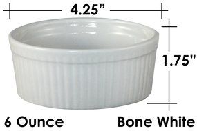 ITI Ceramic Stackable Baking Ramekins / Condiment Sauce Cups with Pan Scraper, Medium / Large, 4-Pack (6 Ounce... N19