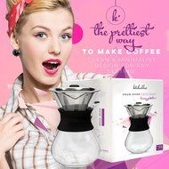 Pour Over Manual Hand Drip Coffee Maker - Glass Carafe Coffeemaker Pot with Stainless Steel Permanent Filter