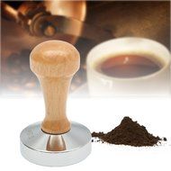 Shop24Hrs Aluminum Casting Espresso Coffee Tamper Flat Base Wood Handle Bean Press Tool N4