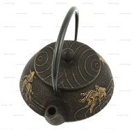 Happy Sales Cast Iron Black And Gold Goldfish Teapot N2