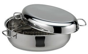 ELO Bella Gusto Stainless Steel Kitchen Induction Cookware Roaster with Stainless Steel Inlay for Braising and... N2