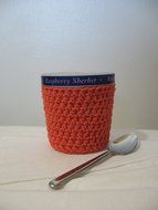 Handmade Crochet Ice Cream Pint Cozy in Coral N2