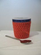 Handmade Crochet Ice Cream Pint Cozy in Coral N3