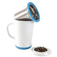 casaWare Tilt and Drip Tea Infuser Ceramic Mug, 14-Ounce (Matcha Green) N22