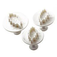 Longzang Holly Leaf Plunger Cutter Cake Decorating Fondant Embossing Tool, White, Set of 3
