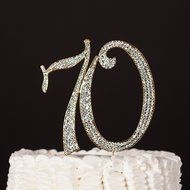 70 Cake Topper for 70th Birthday or Anniversary Rhinestone Number Party Supplies (Silver) N7