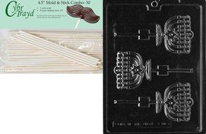 Cybrtrayd R058 Menorah Lolly Chocolate Candy Mold with Exclusive Cybrtrayd Copyrighted Chocolate Molding Instructions... N10
