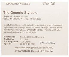 NEW in sealed box NEEDLE STYLUS REPLACES SHURE VN35E FITS SHURE V15 TYPE III 3