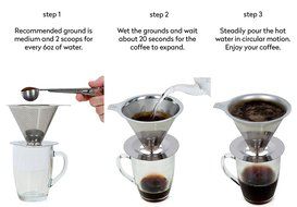 Pour Over Coffee Dripper with Coffee Scoop &amp; Bag Clip- Reusable &amp; Eco-friendly Single Serve Permanent Drip Coffee... N3
