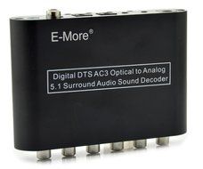 E-More&reg; High Ouality Digital AC3 DTS Optical SPDIF/Coaxial Dolby Audio to Analog 5.1 Channel Surround Audio Sound... N6