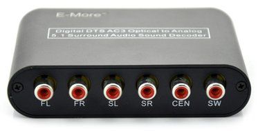 E-More&reg; High Ouality Digital AC3 DTS Optical SPDIF/Coaxial Dolby Audio to Analog 5.1 Channel Surround Audio Sound... N7