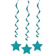 Hanging Star Decorations, 26&quot;, Light Blue, 3 Count N11