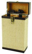 True by True Fabrications Saint Tropez Stitched Feax Leather Elegant 2-Bottle Wine Gift Box, Brown