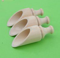 10 Piece Dress My Cupcake Rustic Round Wood Scoop, 3.5-Inch