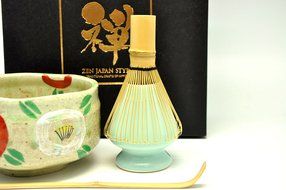 Japanese Mino Yaki ware Matcha Bowl And Tea Ceremony Set Green Tea 12.3 / 12.3 / 7.2cm (4.8 / 4.8 / 2.8inch)[7441] N7