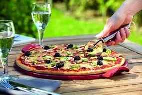 Emile Henry Made in France Flame Top Pizza Stone, Black. Perfect for Pizzas or Breads. In the Oven, On Top of... N6
