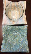 Light Blue Maze Stripes,handmade,gift,Hot Cold Cozy,Microwave Bowl Cozie,Fabric Trivet,Hot pad,Pot Holder,Cotton...