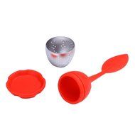 Orange Silicone Loose Leaf Tea Infuser Strainer Filter With Drip Tray N7