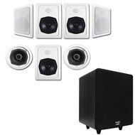 Acoustic Audio HT-57 In-Wall/Ceiling 7.1 Home Theater Speakers and 6.5" Powered Sub HT-57-CS65B